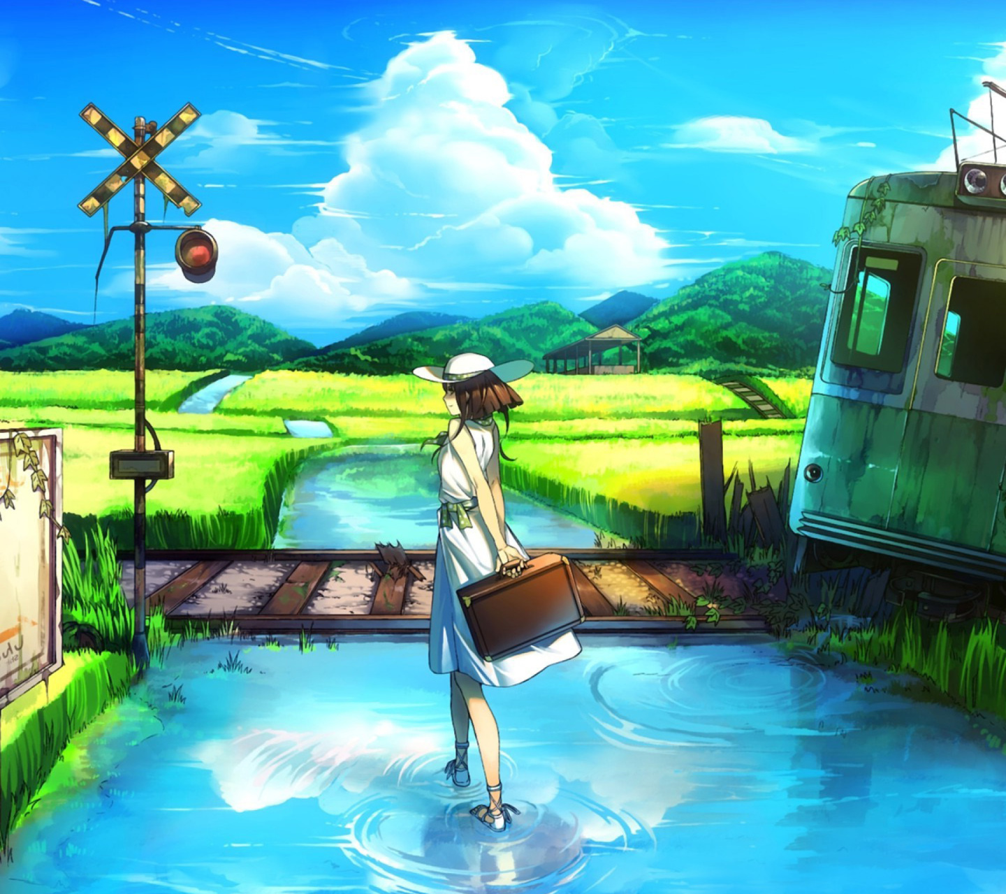 Обои Anime Landscape in Broken City 1440x1280