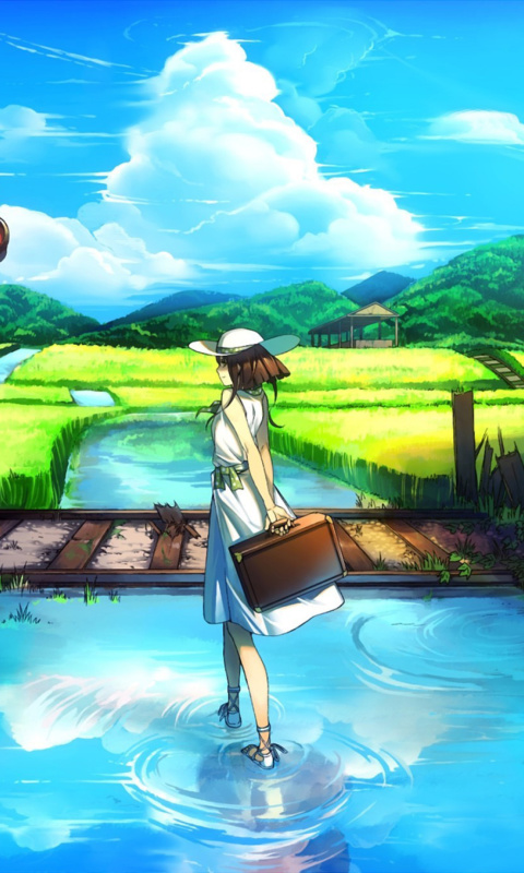 Das Anime Landscape in Broken City Wallpaper 480x800