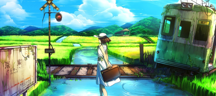 Fondo de pantalla Anime Landscape in Broken City 720x320