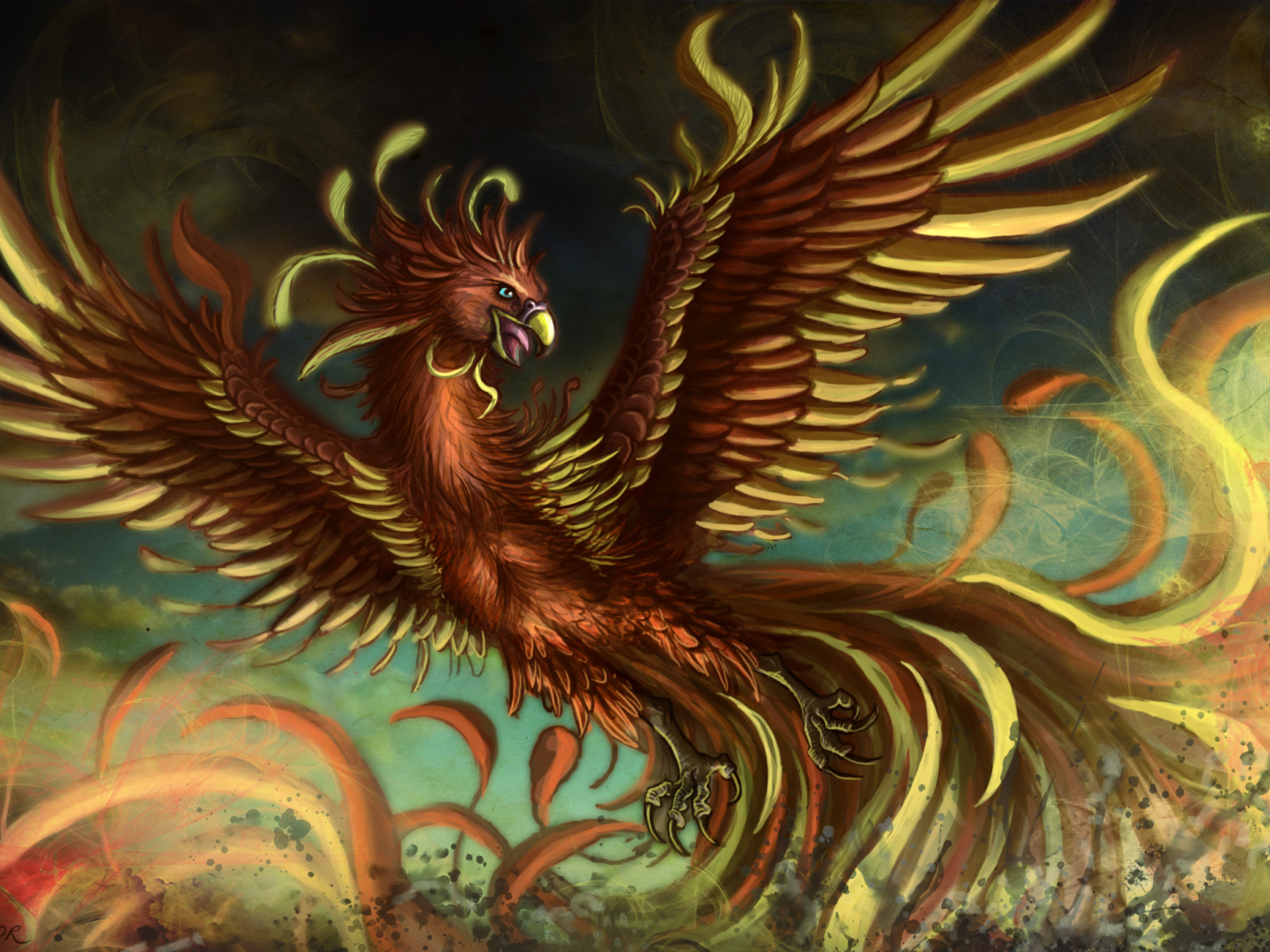 Обои Mythology Phoenix Bird 1600x1200