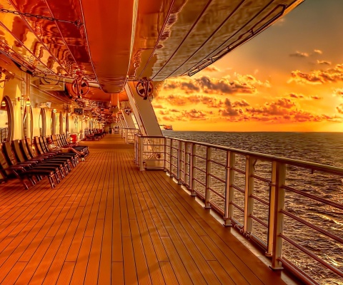 Sunset on posh cruise ship wallpaper 480x400