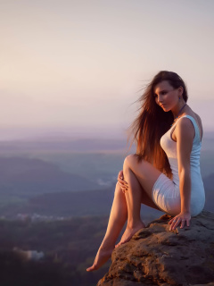 Girl with long Legs in White Dress screenshot #1 240x320