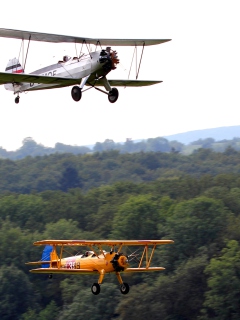 Sfondi Airplanes Over Green Forest 240x320