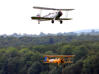 Sfondi Airplanes Over Green Forest 320x240