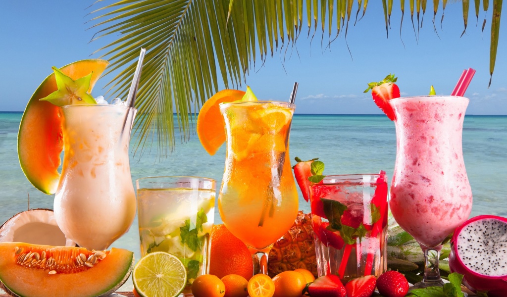 Das Summer Tropics Cocktail Wallpaper 1024x600