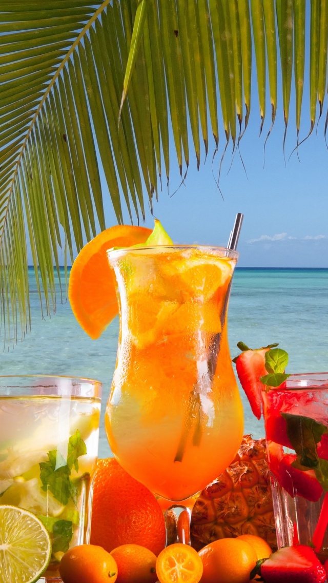 Обои Summer Tropics Cocktail 640x1136