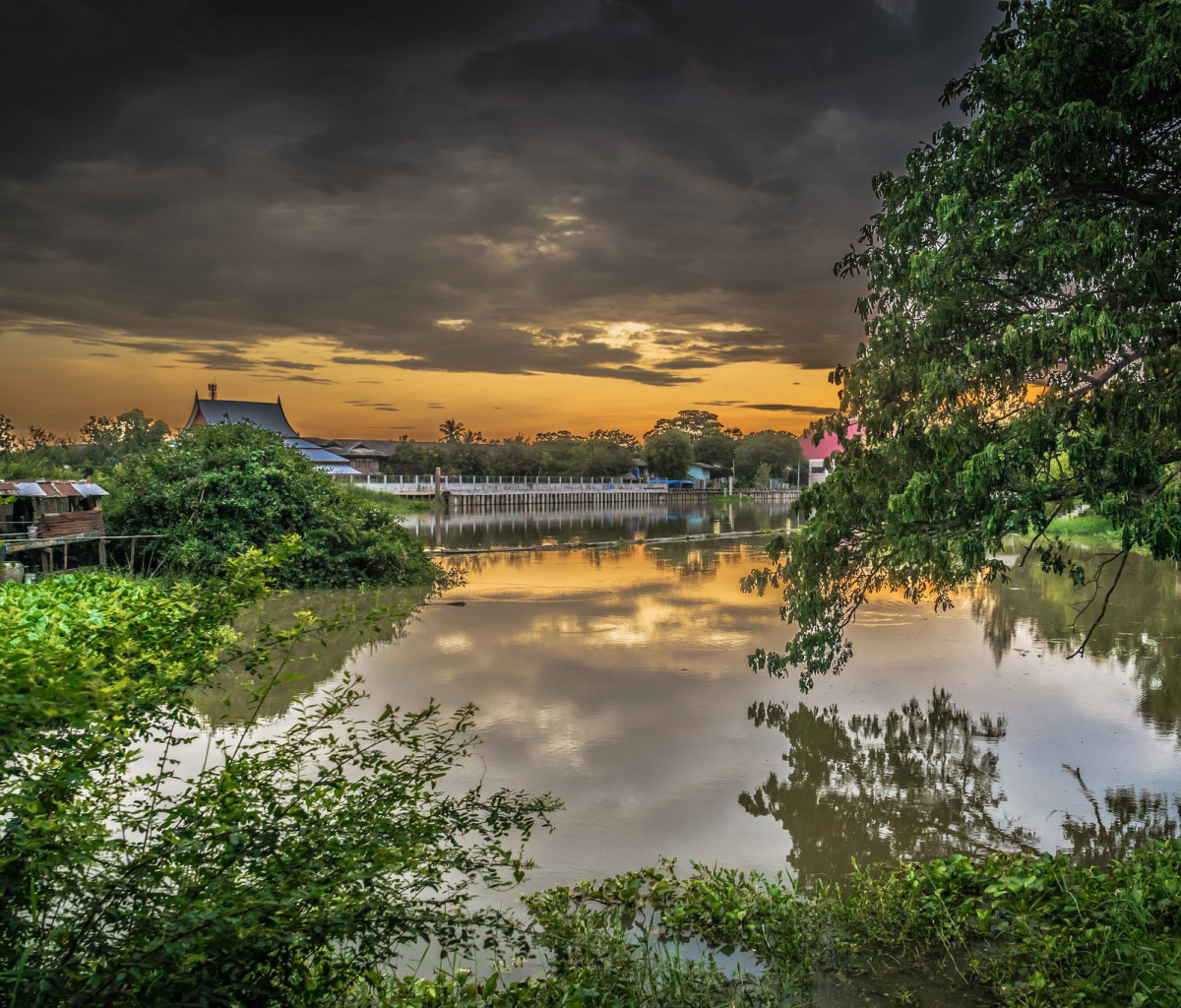 Asian River Landscape wallpaper 1200x1024