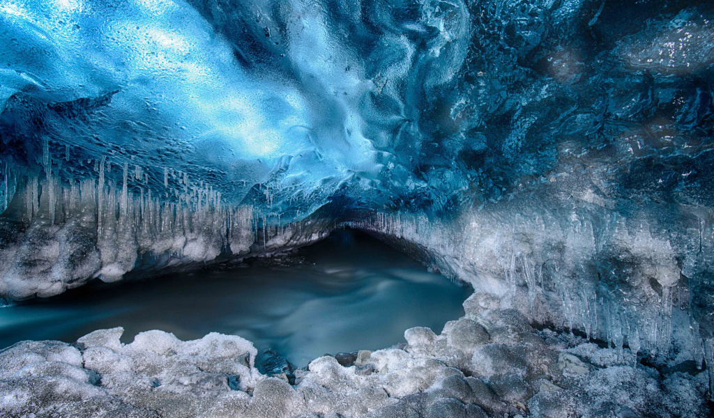 Screenshot №1 pro téma Tunnel in Iceberg Cave 1024x600