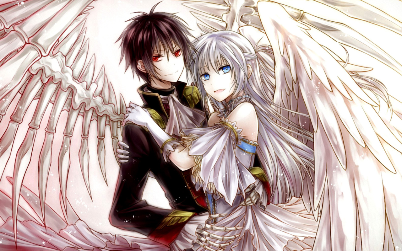 Screenshot №1 pro téma Anime Angel And Demon Love 1280x800