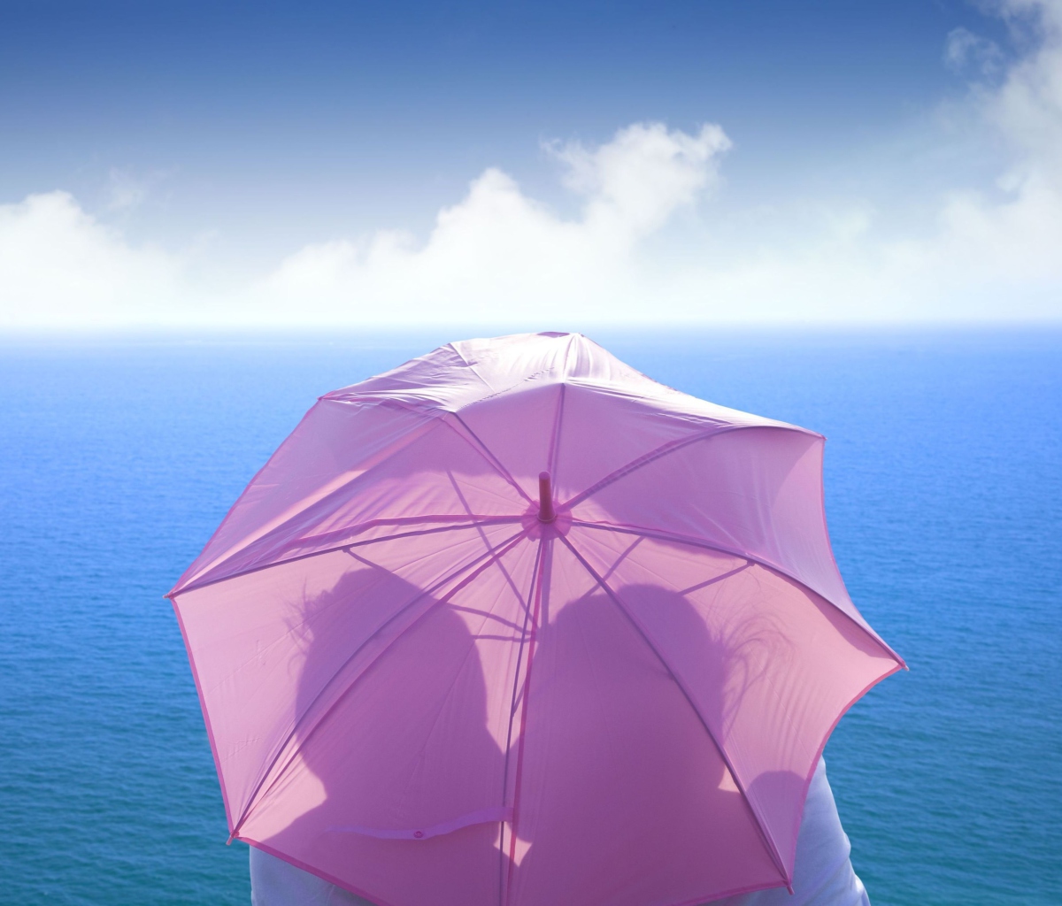 Romance Behind Pink Umbrella wallpaper 1200x1024