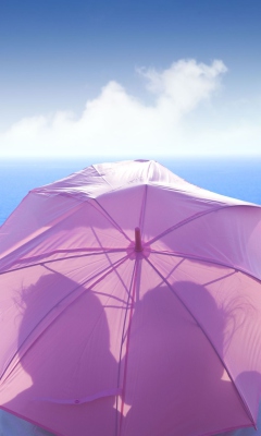 Sfondi Romance Behind Pink Umbrella 240x400