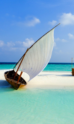 Beautiful beach leisure on Maldives wallpaper 240x400