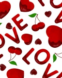Das Love Cherries and Hearts Wallpaper 128x160