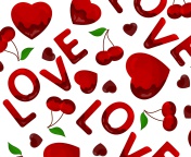 Das Love Cherries and Hearts Wallpaper 176x144