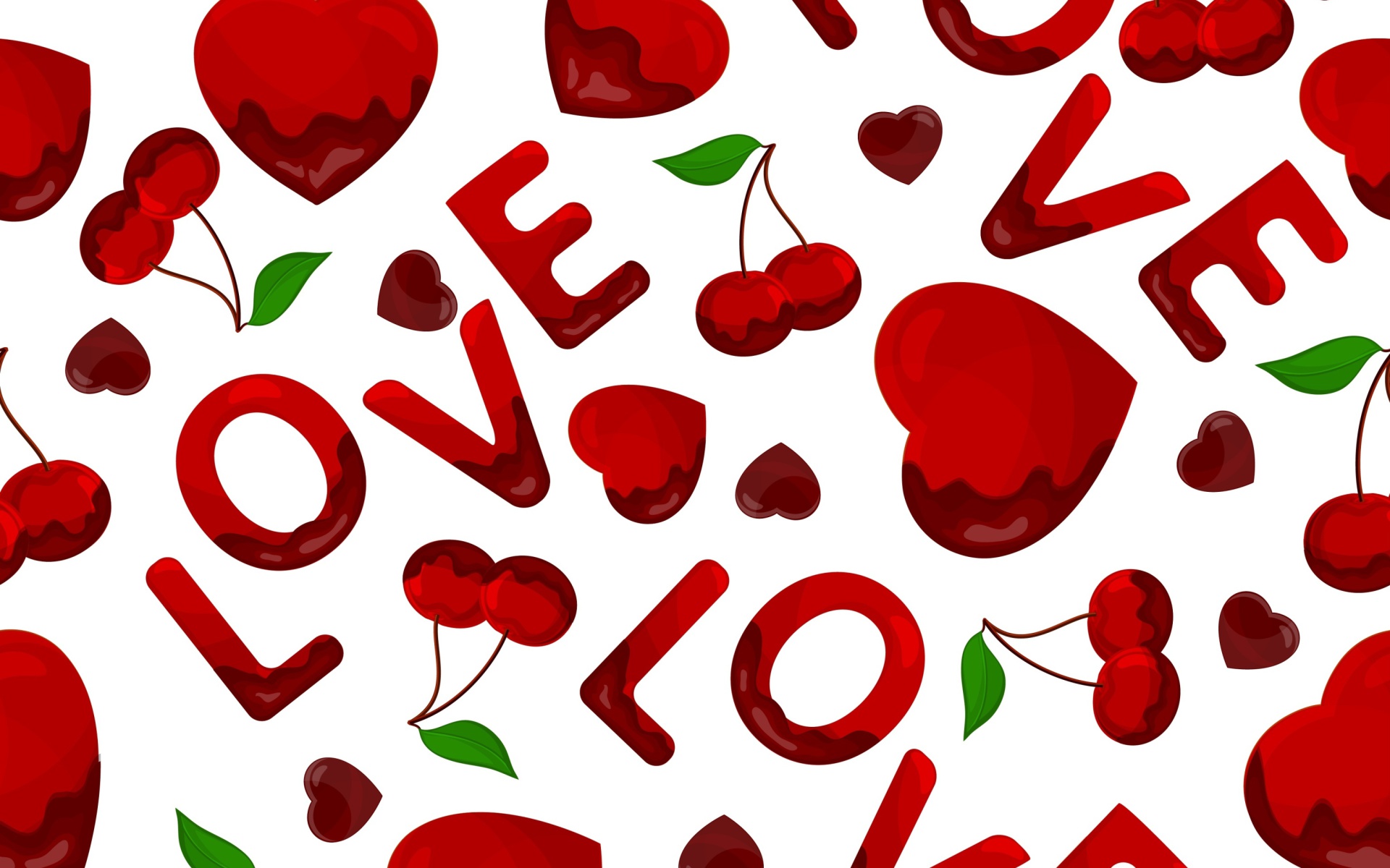 Обои Love Cherries and Hearts 1920x1200