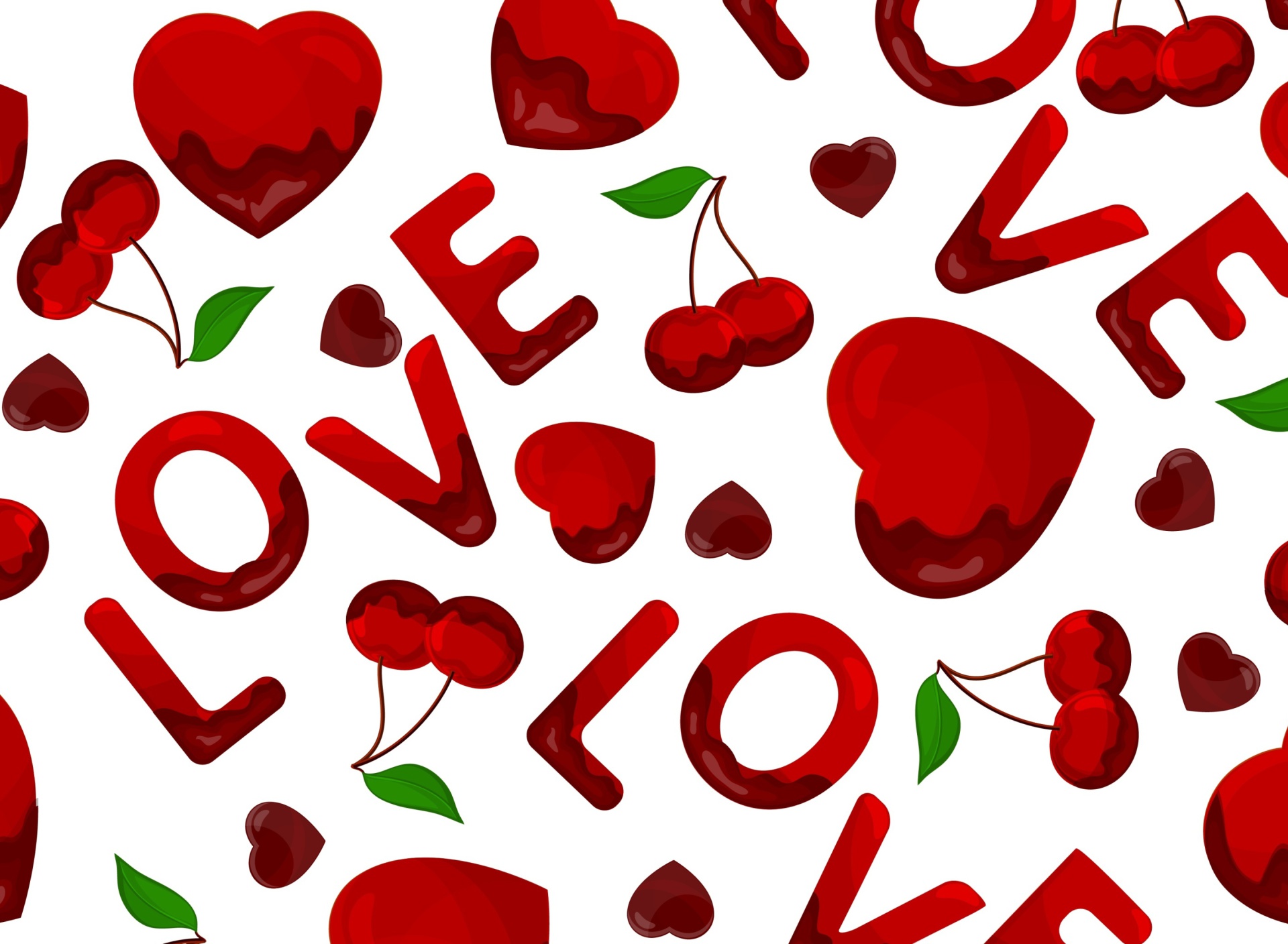 Обои Love Cherries and Hearts 1920x1408
