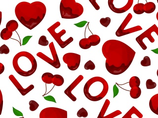 Das Love Cherries and Hearts Wallpaper 320x240