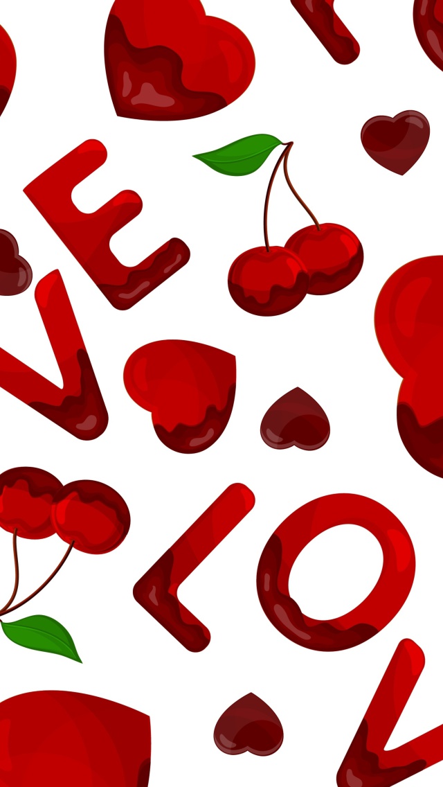 Screenshot №1 pro téma Love Cherries and Hearts 640x1136