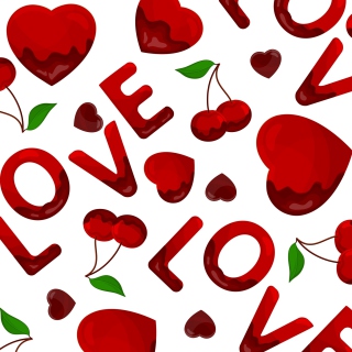Kostenloses Love Cherries and Hearts Wallpaper für 128x128