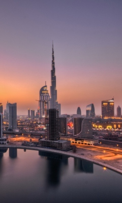 Das UAE Dubai Skyscrapers Sunset Wallpaper 240x400