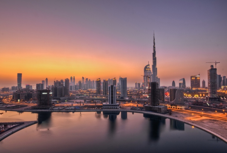 Обои UAE Dubai Skyscrapers Sunset