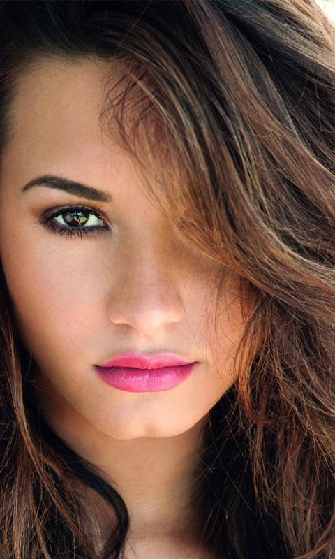 Sfondi Demi Lovato Pink Lips 480x800