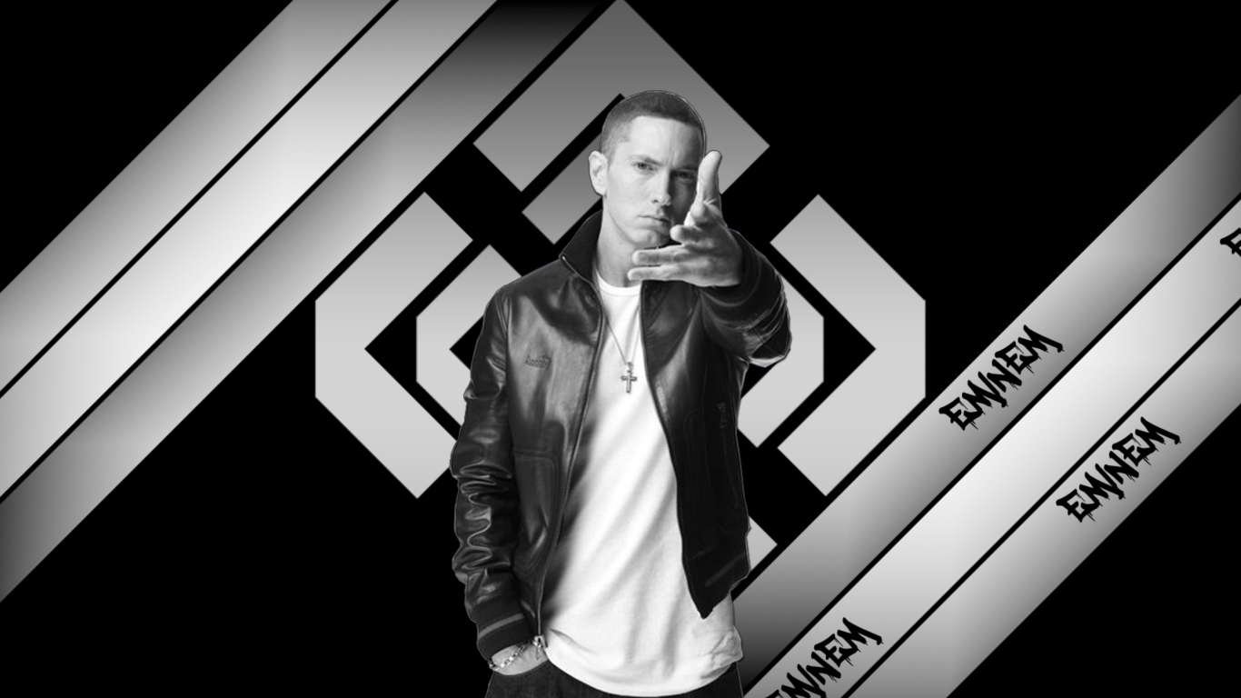 Das Eminem Black And White Wallpaper 1366x768