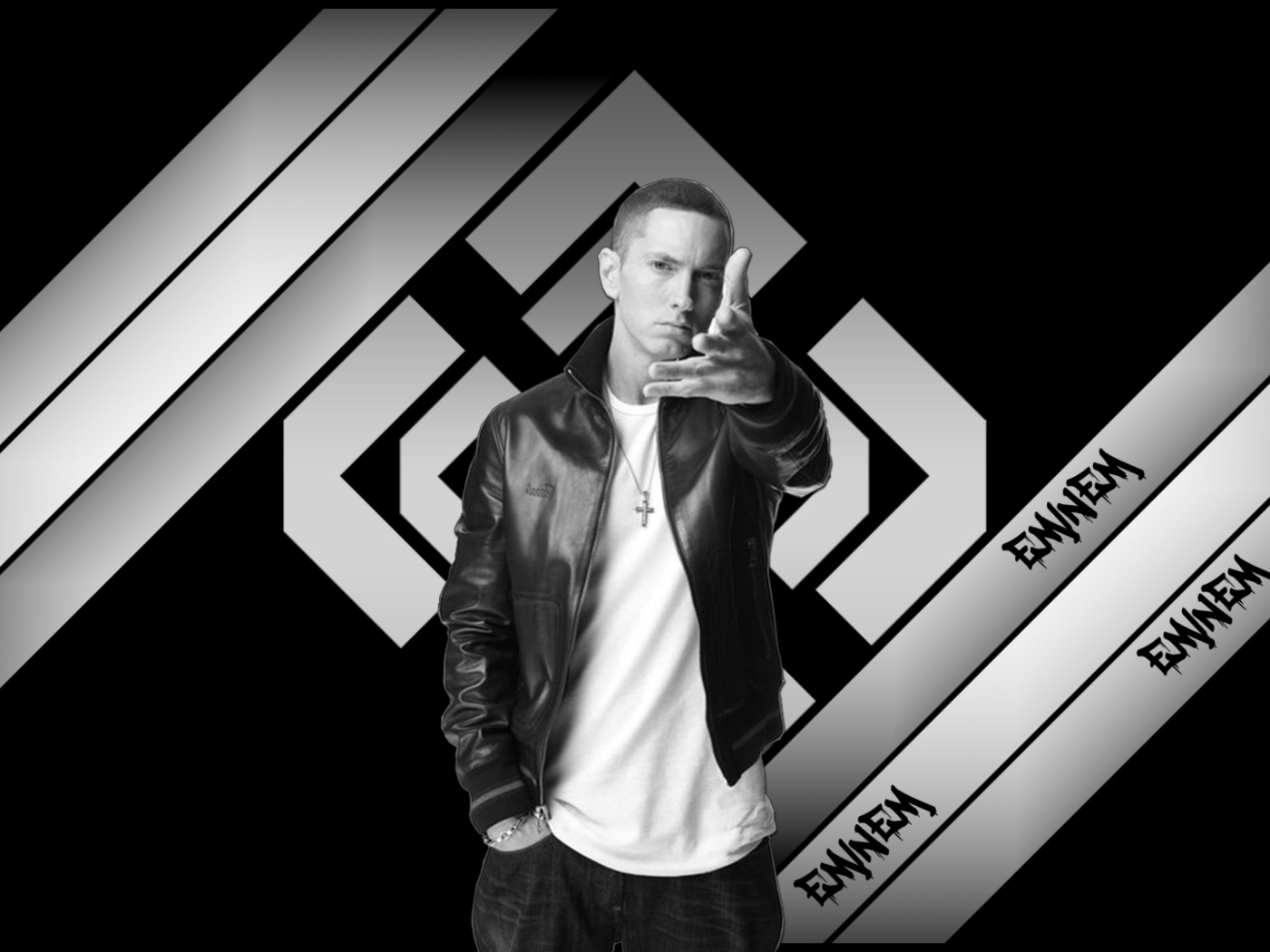 Eminem Black And White wallpaper 1400x1050