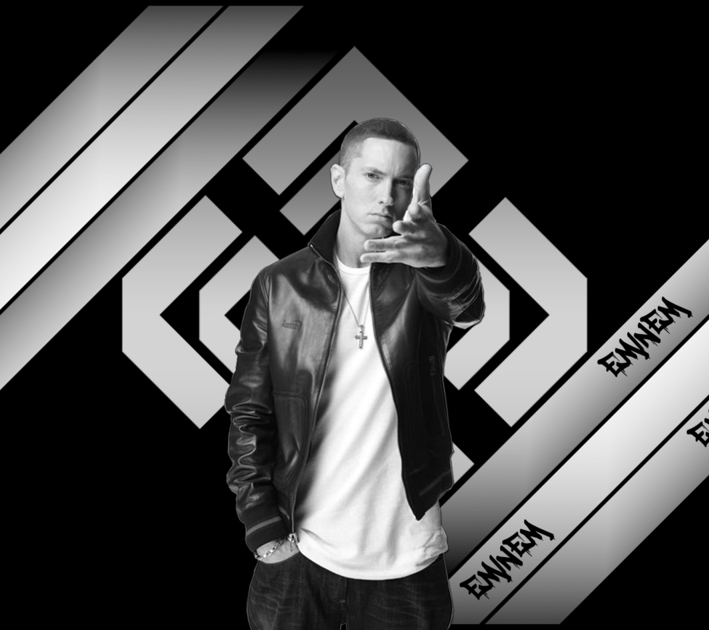 Das Eminem Black And White Wallpaper 1440x1280