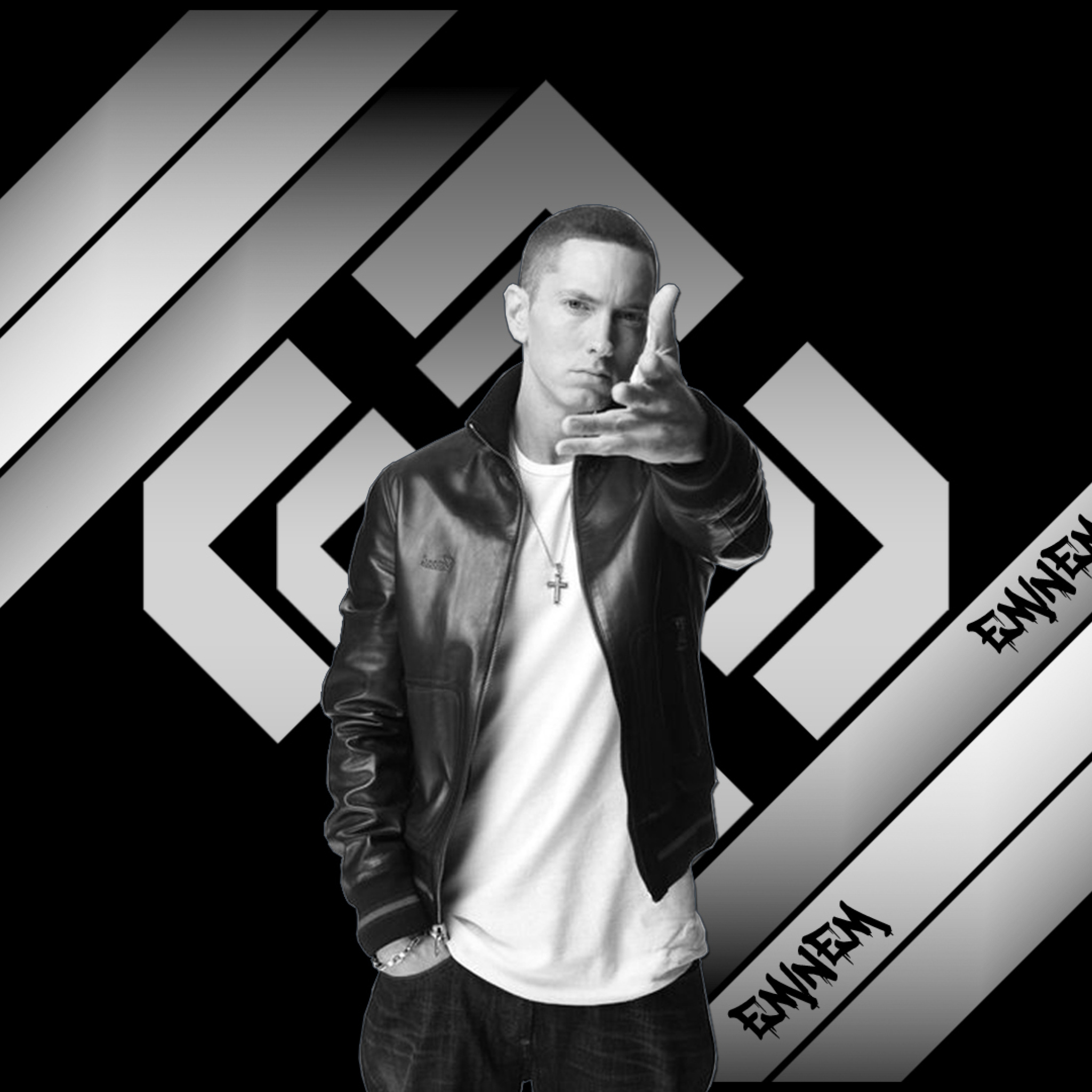 Fondo de pantalla Eminem Black And White 2048x2048