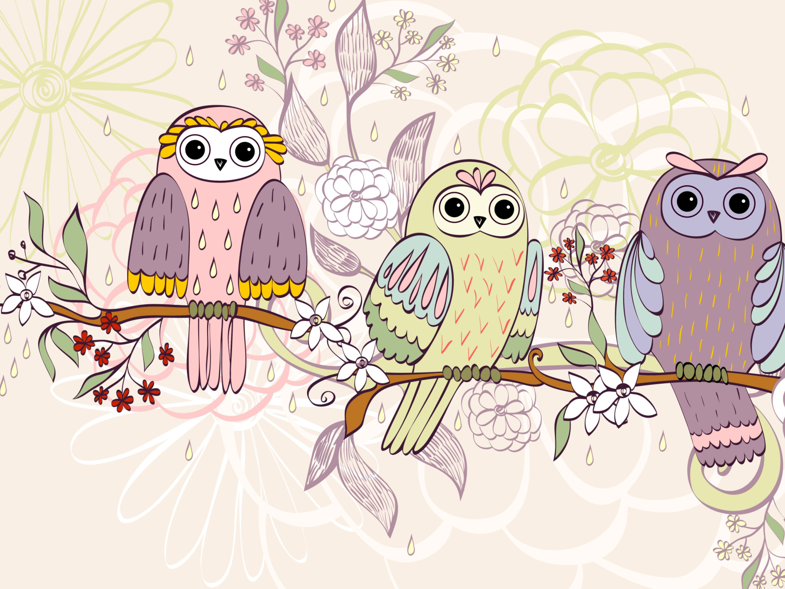Das Owls Texture Wallpaper 1600x1200