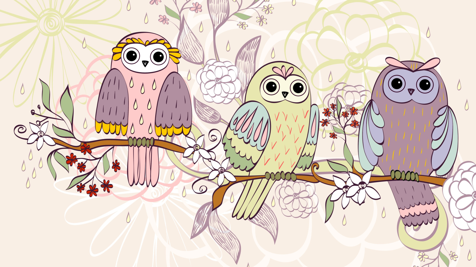 Обои Owls Texture 1600x900