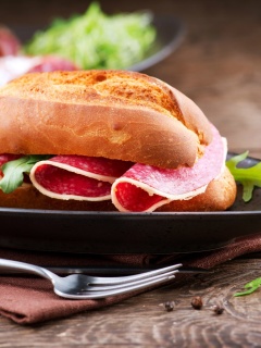 Sandwich with salami wallpaper 240x320