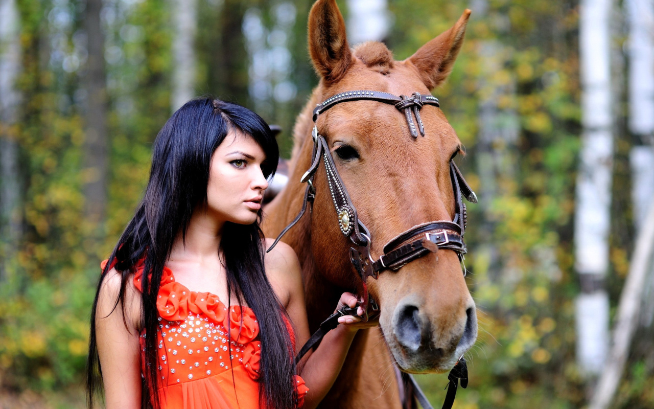 Screenshot №1 pro téma Girl with Horse 1280x800