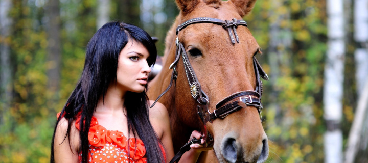 Screenshot №1 pro téma Girl with Horse 720x320