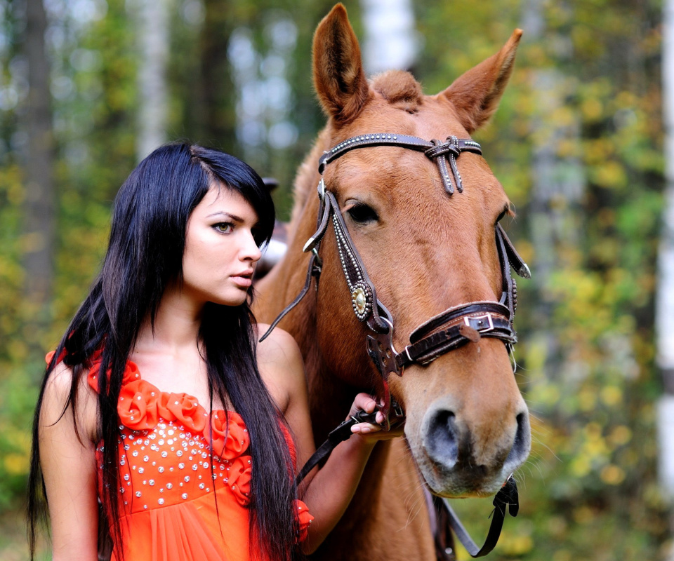 Das Girl with Horse Wallpaper 960x800