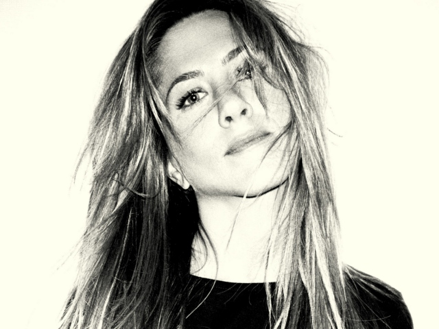 Jennifer Aniston Black And White Portrait wallpaper 640x480