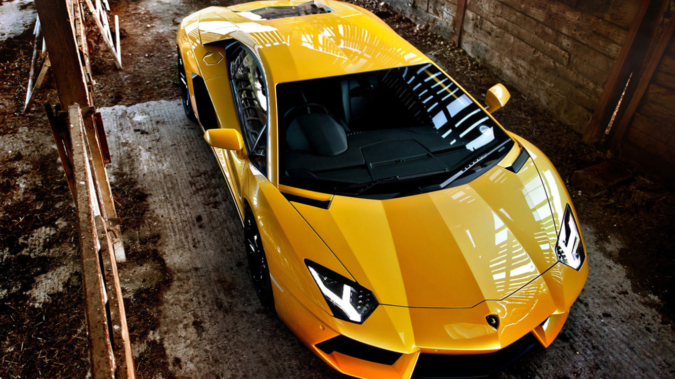 Screenshot №1 pro téma Lamborghini Aventador Yellow 1366x768