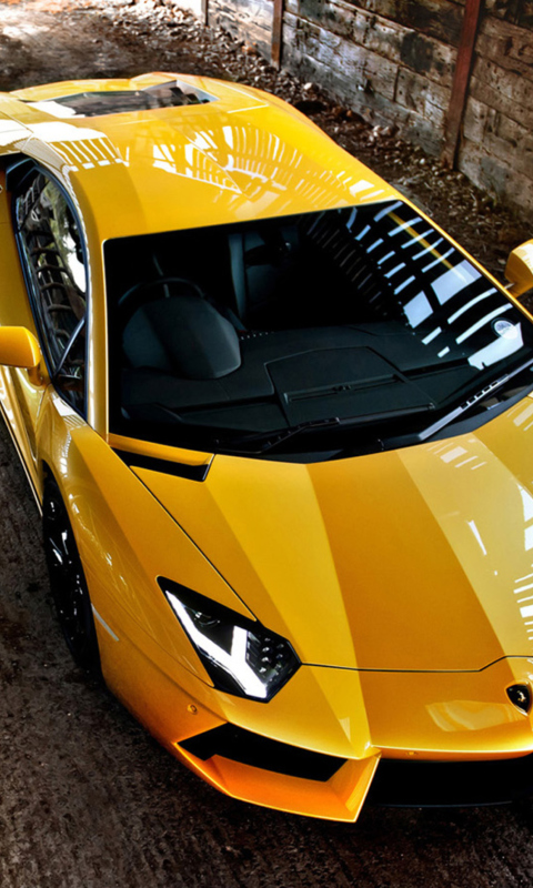 Screenshot №1 pro téma Lamborghini Aventador Yellow 480x800