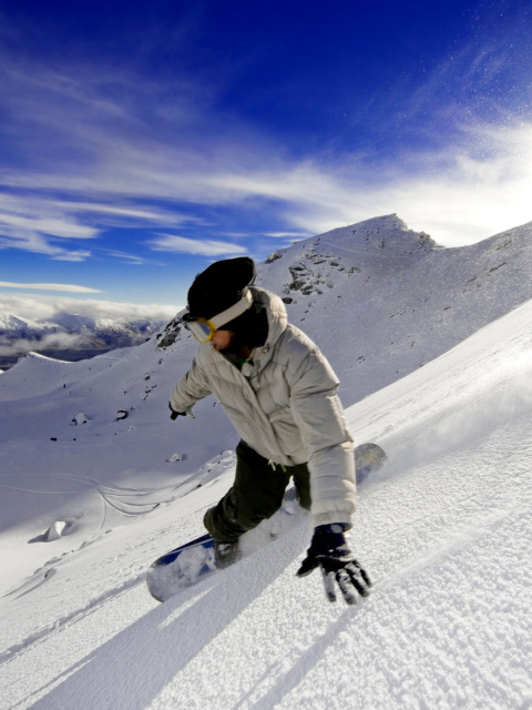 Fondo de pantalla Outdoor activities as Snowboarding 480x640