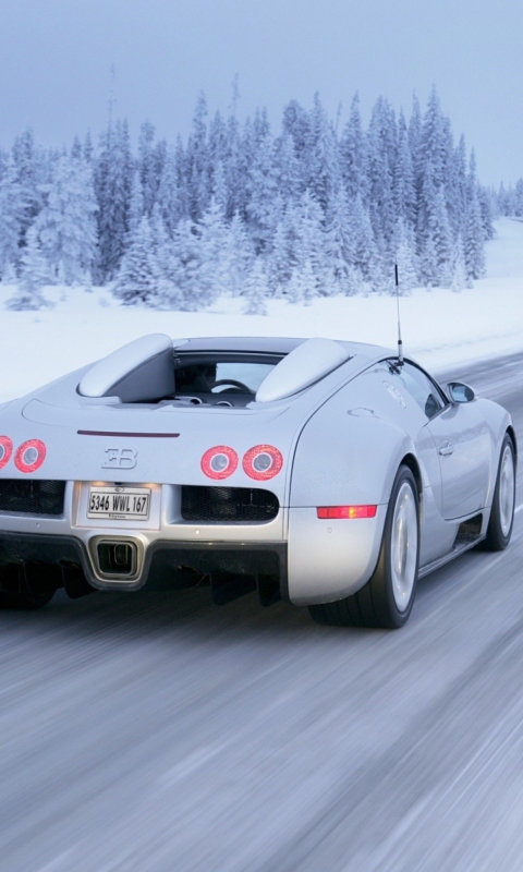 Bugatti Veyron In Winter wallpaper 480x800