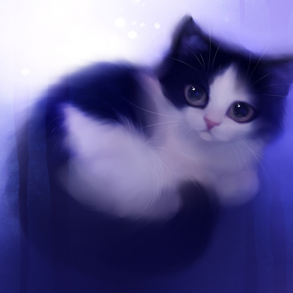 Das Cute Kitty Painting Wallpaper 1024x1024
