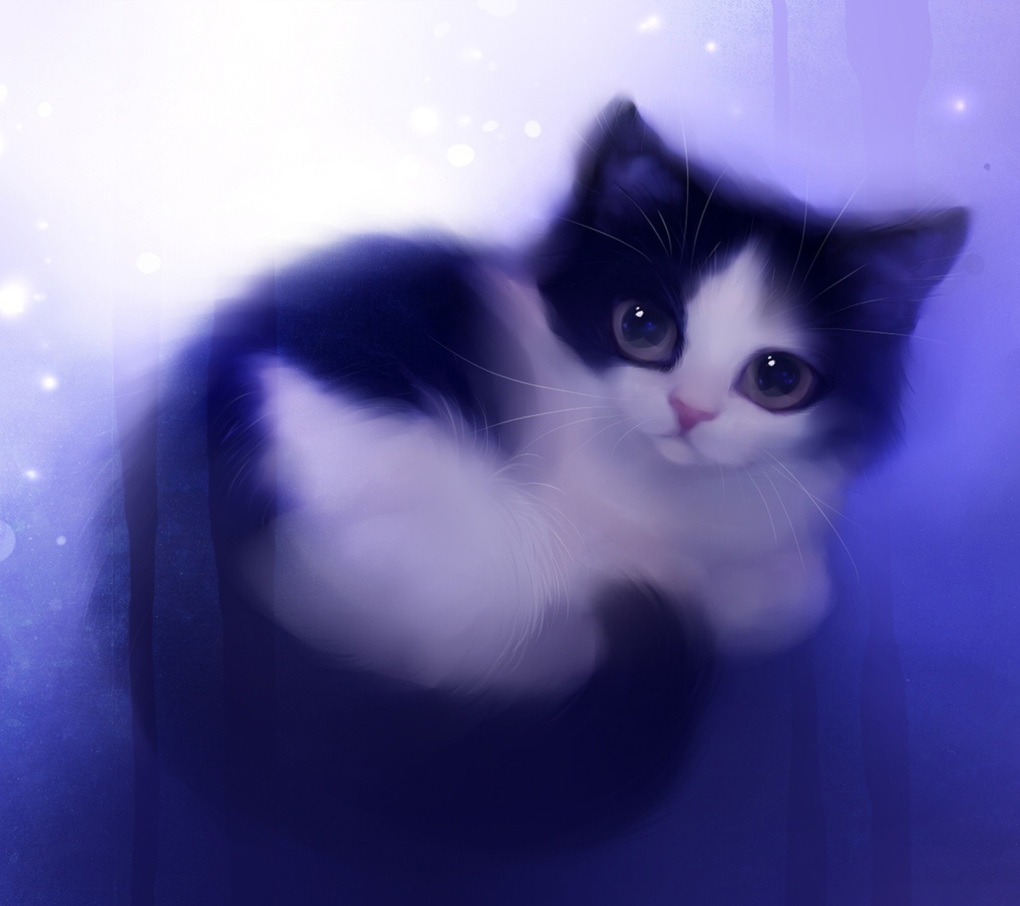 Обои Cute Kitty Painting 1440x1280