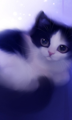 Das Cute Kitty Painting Wallpaper 240x400