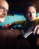 Fondo de pantalla Jessie Pinkman Aaron Paul and Walter White Bryan Cranston Heisenberg in Breaking Bad 128x160