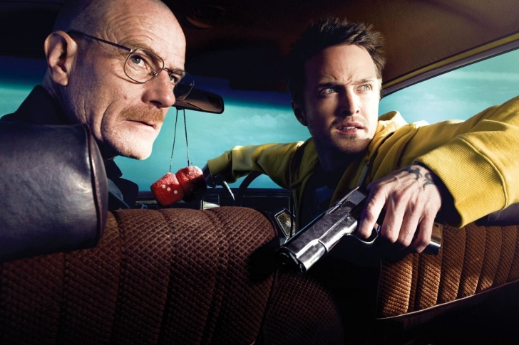 Обои Jessie Pinkman Aaron Paul and Walter White Bryan Cranston Heisenberg in Breaking Bad