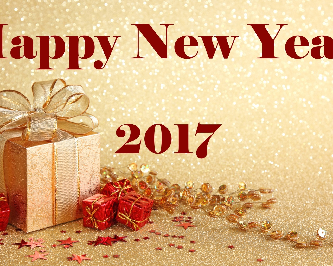Happy New Year 2017 with Gifts wallpaper 1280x1024
