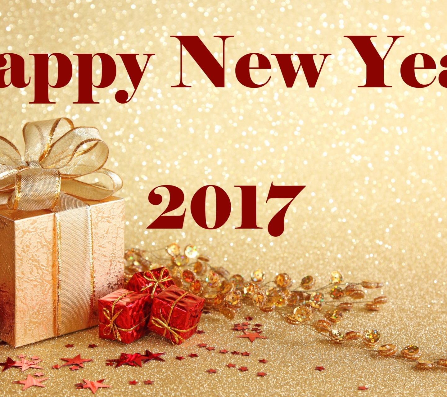 Happy New Year 2017 with Gifts wallpaper 1440x1280