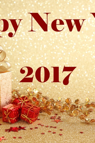 Sfondi Happy New Year 2017 with Gifts 320x480