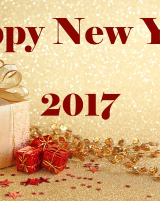 Kostenloses Happy New Year 2017 with Gifts Wallpaper für 320x480